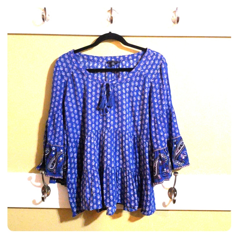 Blue peasant top